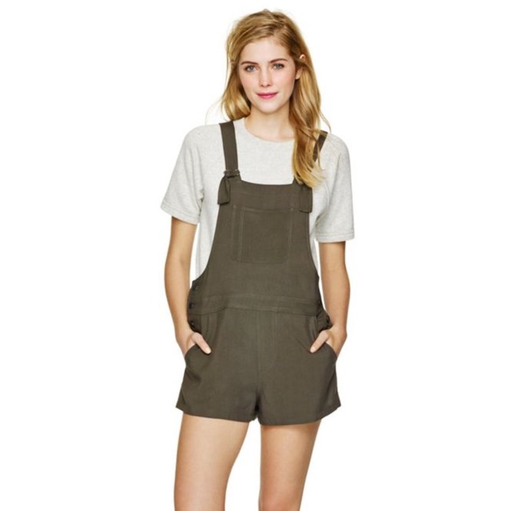Aritzia Olive Green Overall Shorts